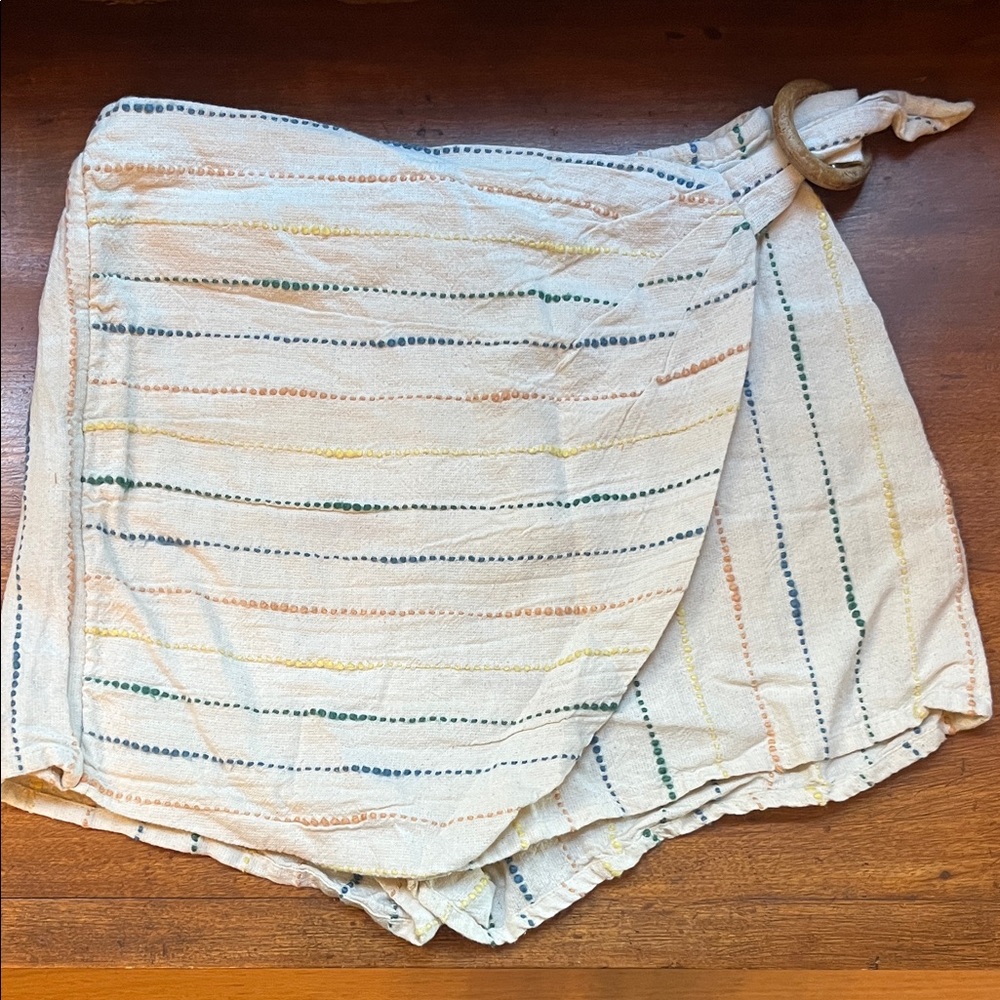 Striped Wrap Skort with Ring Detail